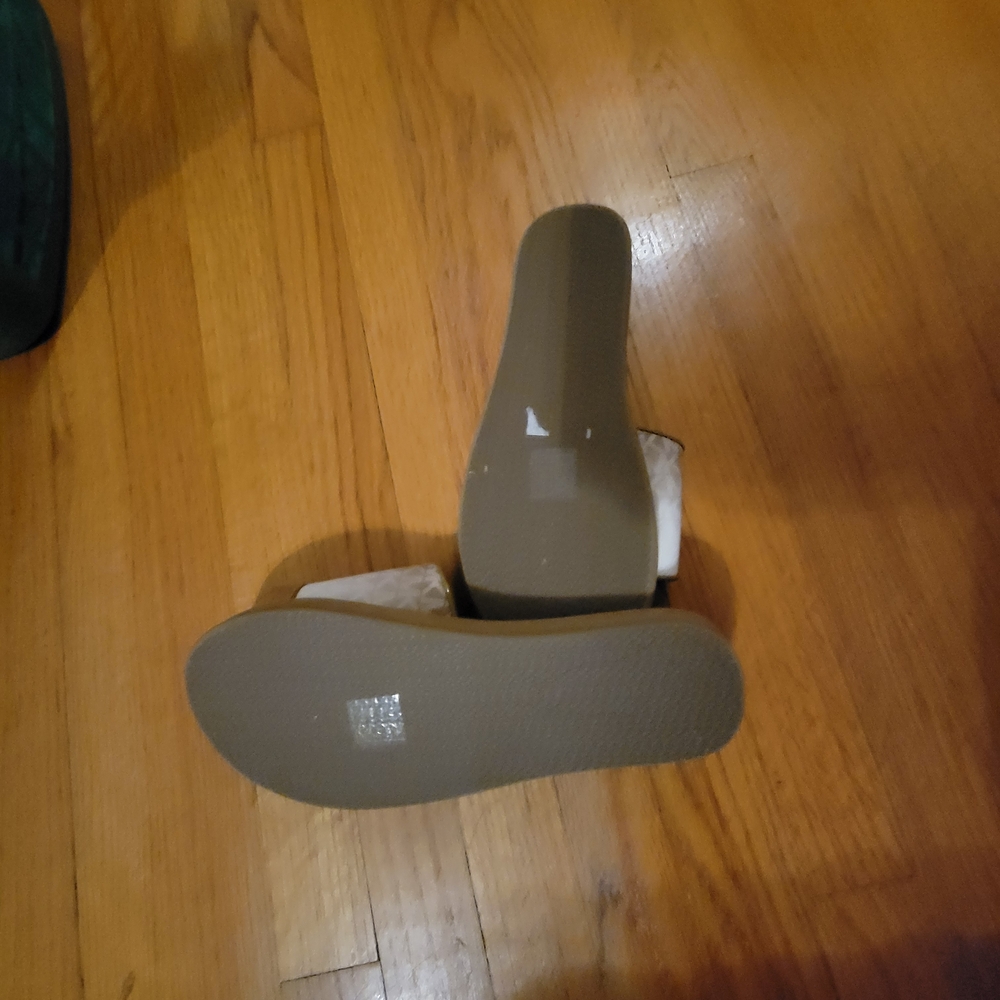 Michael Kors White and Tan Slide Sandals - Picture 3 of 3